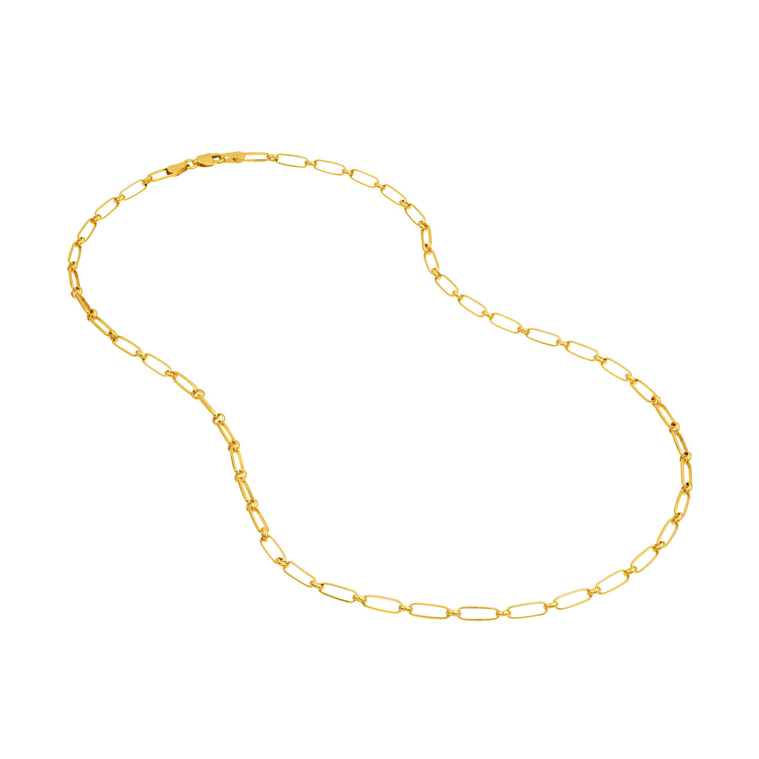 14K Yellow Gold Oval & Round Open Link Chain Necklace 18"