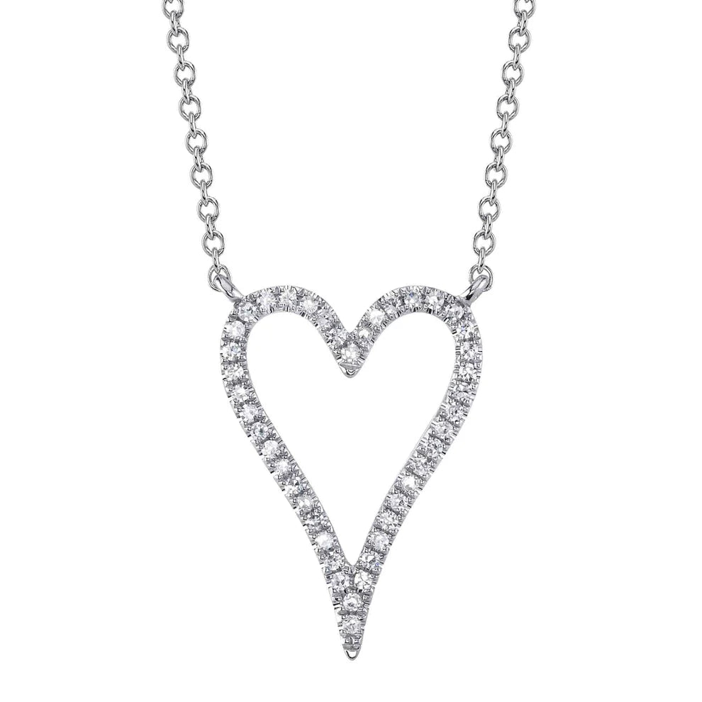  .11 TOTAL CARAT WEIGHT DIAMOND OPEN HEART NECKLACE IN 14K WHITE GOLD