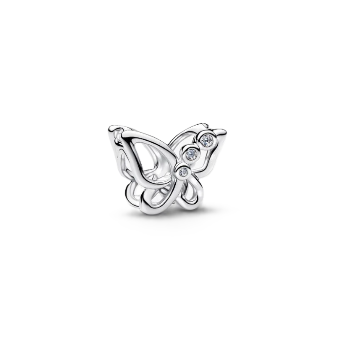 Pandora Openwork Butterfly Charm in Sterling Silver with Three Cubic Zirconia Accents