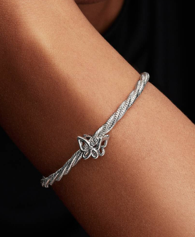 Pandora Openwork Butterfly Charm in Sterling Silver with Three Cubic Zirconia Accents