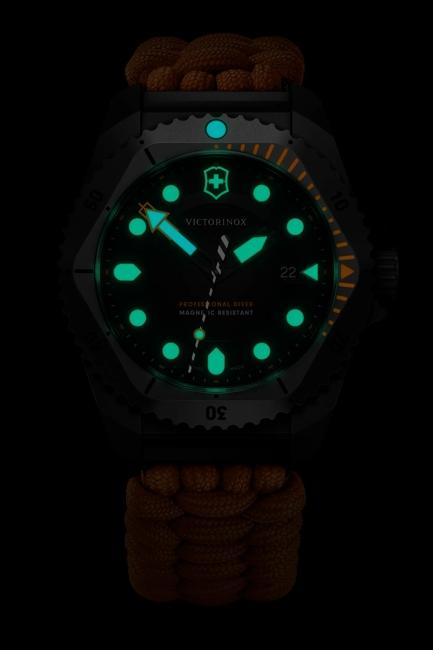 VictorInox Swiss Army Dive Pro | Titanium Watch | 43mm | Black Dial | Orange Paracord Strap | 242069.1 - Brownee Jewelers