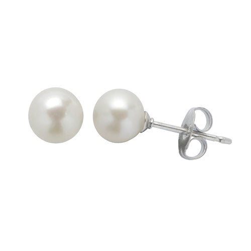 6mm Freshwater Cultured Pearl Stud Earrings Sterling Silver