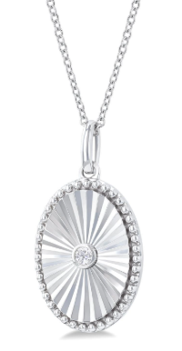 Silver Oval Shape Fluted Medallion Diamond Pendant