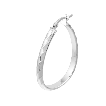 TWIST OVAL HOOP EARRINGS IN RHODIUM PLATED STERLING SILVER