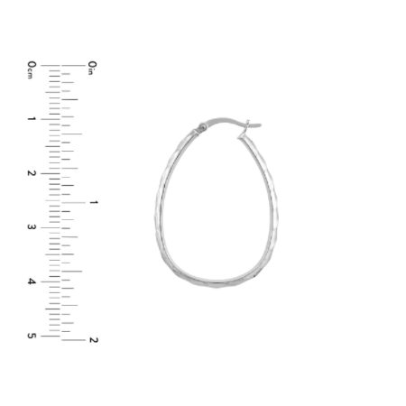 TWIST OVAL HOOP EARRINGS IN RHODIUM PLATED STERLING SILVER