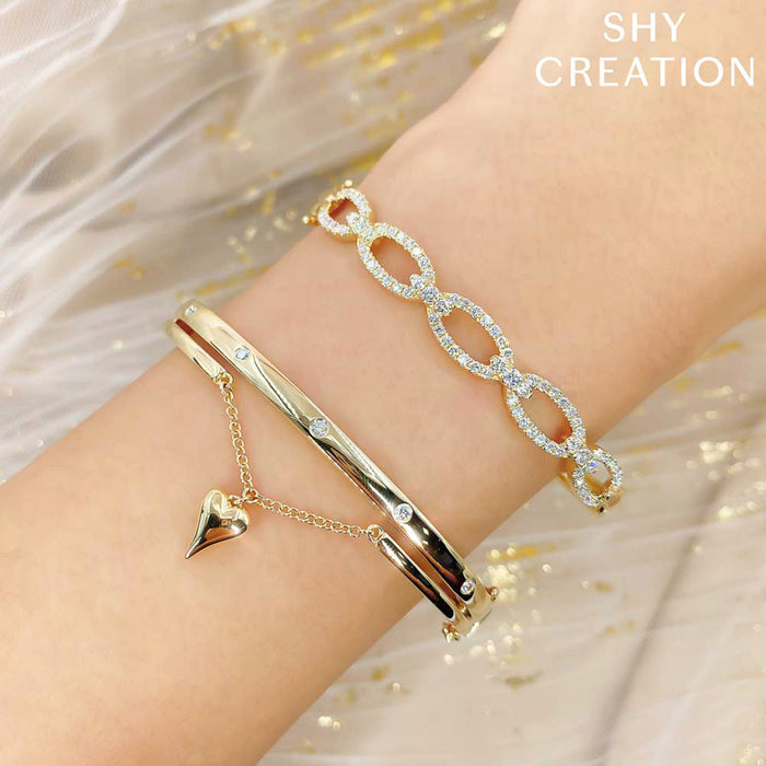 SHY CREATION KATE | 1.19CT DIAMOND LINK BANGLE | 14K YELLOW GOLD | SC55012131ZS - Brownee Jewelers