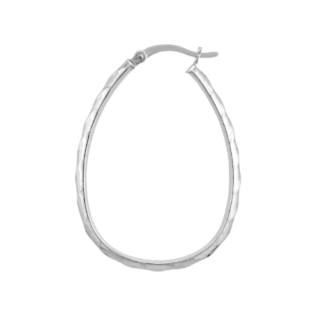 TWIST OVAL HOOP EARRINGS IN RHODIUM PLATED STERLING SILVER
