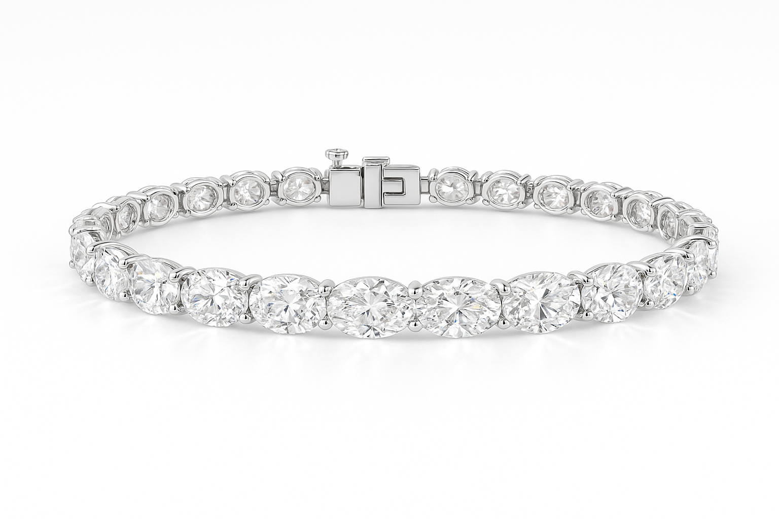 Lab Grown Oval Diamond Tennis Bracelet 