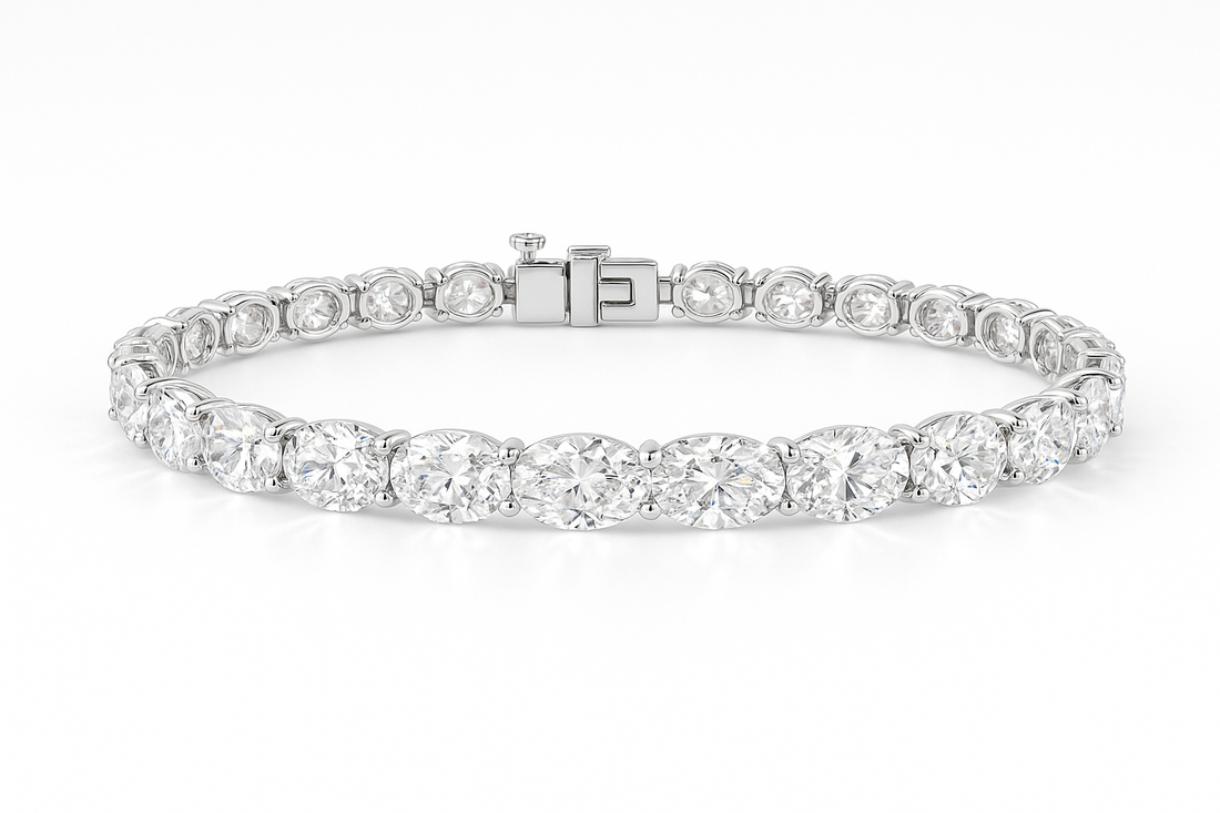Lab Grown Oval Diamond Tennis Bracelet 