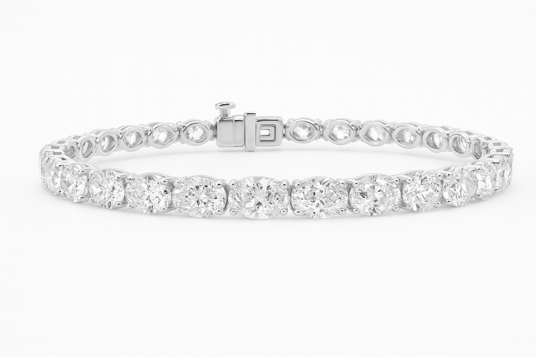 Lab Grown Oval Diamond Tennis Bracelet 