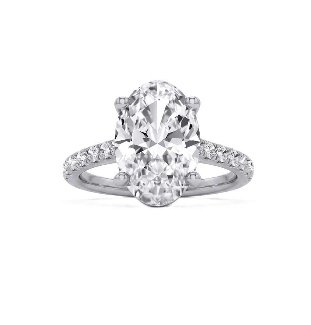 1 Carat Oval Lab-Grown Diamond Engagement Ring in 10K White Gold with Round Diamond Accents, with a total diamond carat weight of 1.25