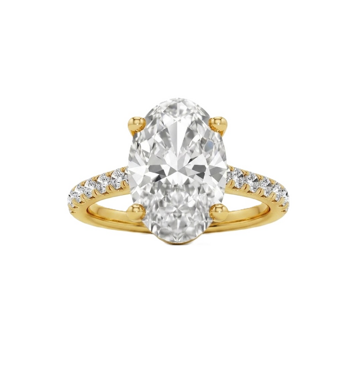1 CT Oval Lab-Grown Diamond Engagement Ring | 10K Yellow Gold | 1.25 CTTW Round Diamond Accents | LGR50665-125 - Brownee Jewelers