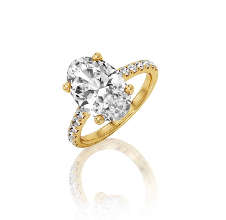 1 CT Oval Lab-Grown Diamond Engagement Ring | 10K Yellow Gold | 1.25 CTTW Round Diamond Accents | LGR50665-125 - Brownee Jewelers