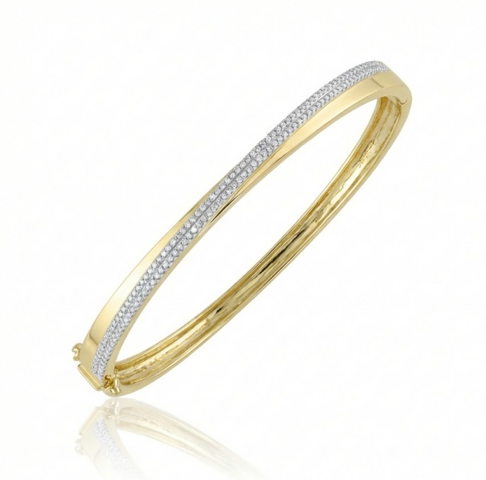 .40 TOTAL CARAT WEIGHT DIAMOND OVERLAP BANGLE IN 14K YELLOW GOLD