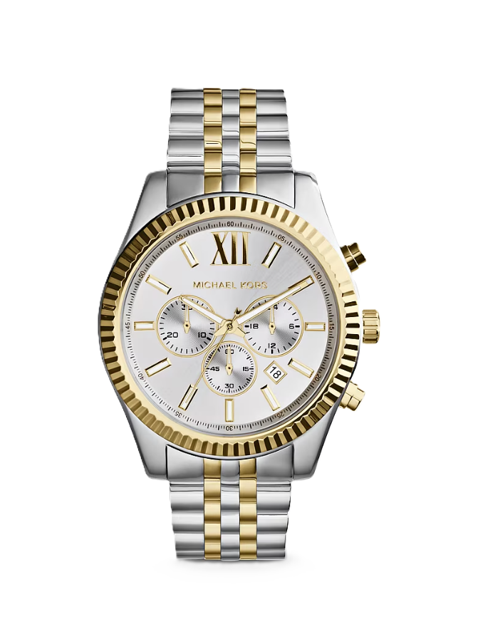 Oversized Lexington Watch | Michael Kors | Two-Tone Stainless Steel | Chronograph Movement | Gold & Silver-Tone Design - Brownee Jewelers