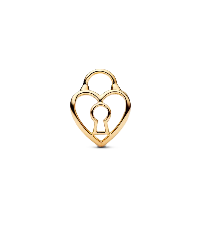 Pandora Openwork Heart Padlock Charm in Sterling Silver with 14K Gold Plating
