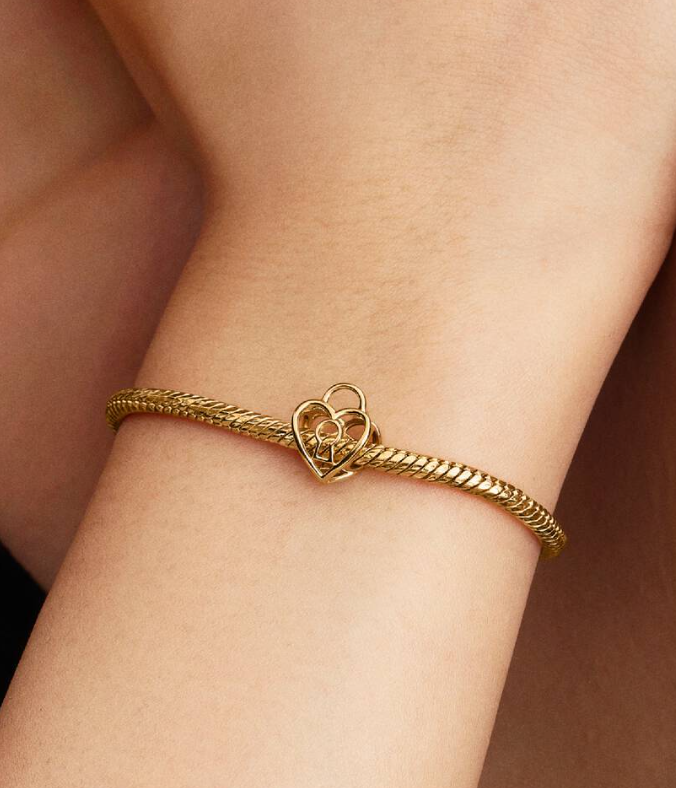 Pandora Openwork Heart Padlock Charm in Sterling Silver with 14K Gold Plating