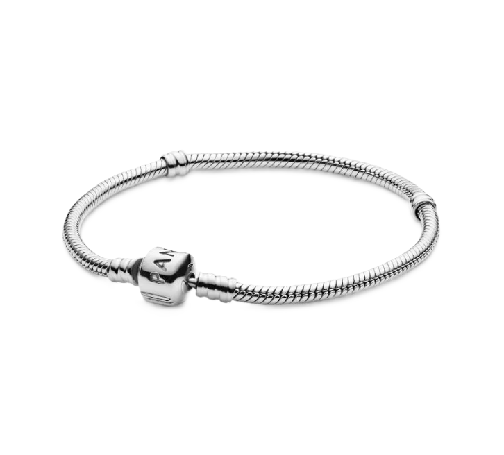 7.9 Inch Pandora Barrel Clasp Snake Chain Charm Bracelet in Sterling Silver