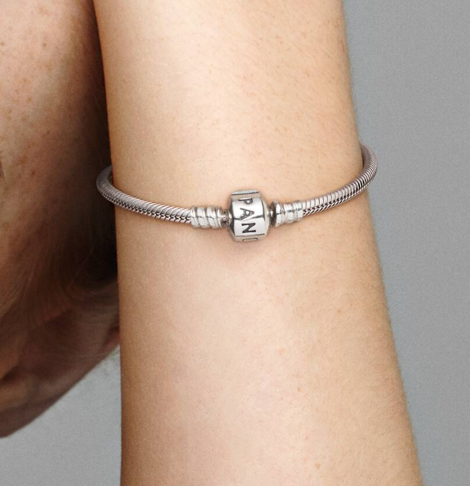7.9 Inch Pandora Barrel Clasp Snake Chain Charm Bracelet in Sterling Silver