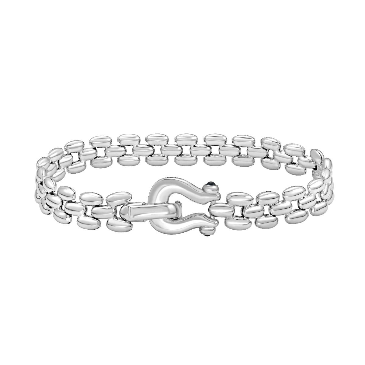 7.5 Inch Sterling Silver Panther Link Bracelet with an 8 Millimeter Width and a Buckle Clasp