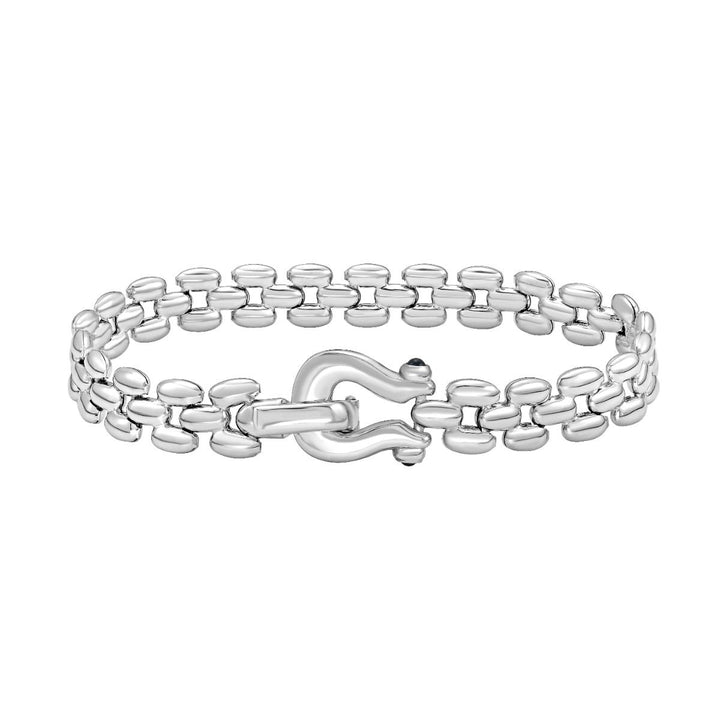 Panther Link Bracelet | Sterling Silver | 8mm | 7.5 Inch | Buckle Clasp | AGC20606-0750 - Brownee Jewelers