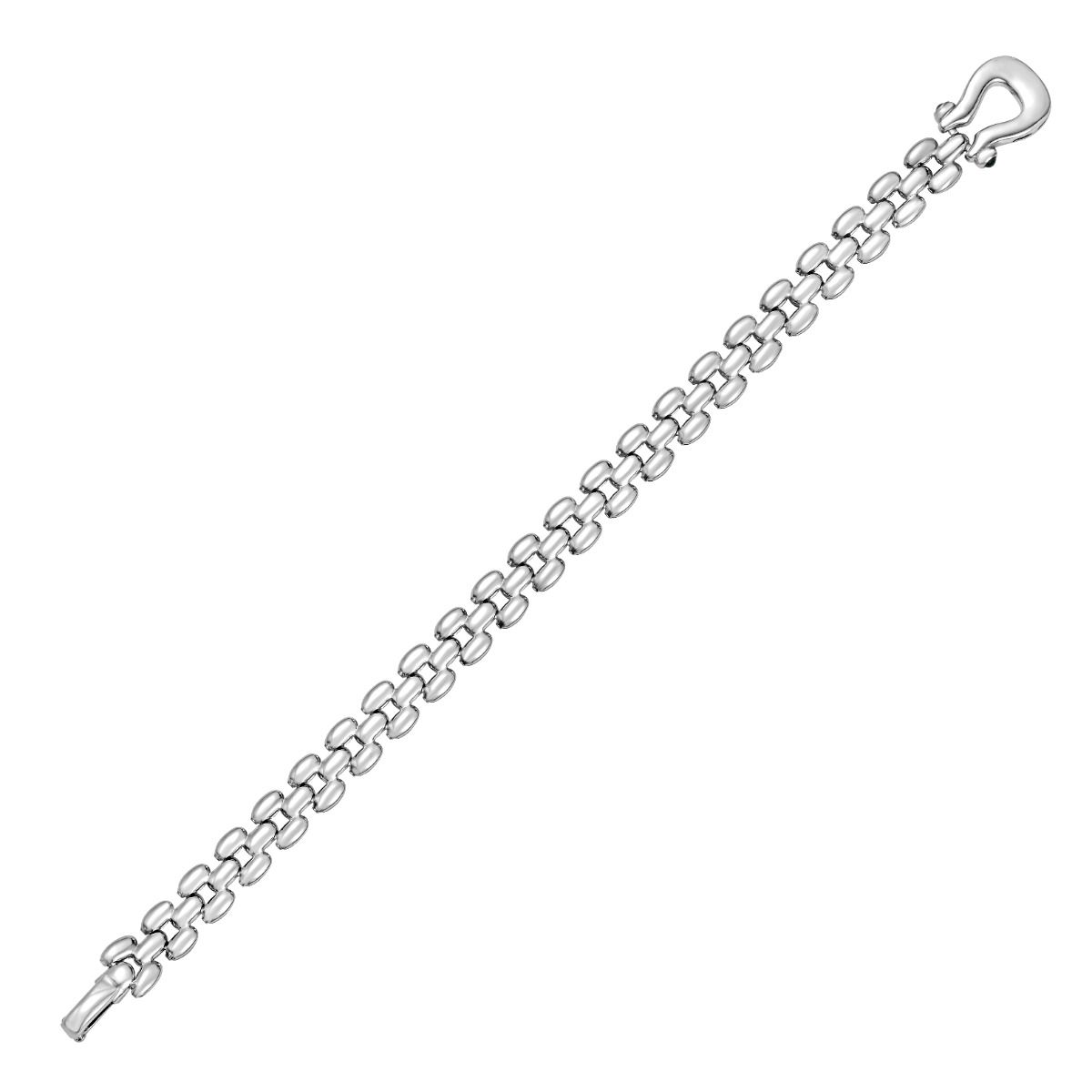 7.5 Inch Sterling Silver Panther Link Bracelet with an 8 Millimeter Width and a Buckle Clasp