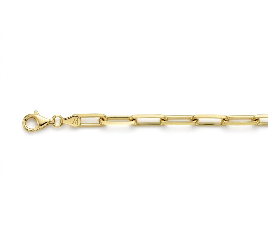4.5 Millimeter Width and 18 Inch Length Paperclip Chain Necklace in Sterling Silver with an 18K Gold Plated Finish
