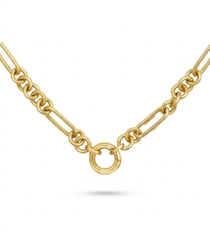 Fashion Figaro Charm Link Necklace | 14K Yellow Gold | 18 Inch | Lobster Clasp | C20013-18 - Brownee Jewelers