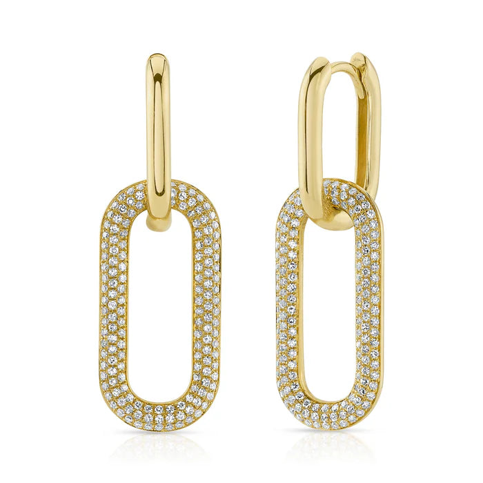 Diamond Pavé Link Drop Earrings
