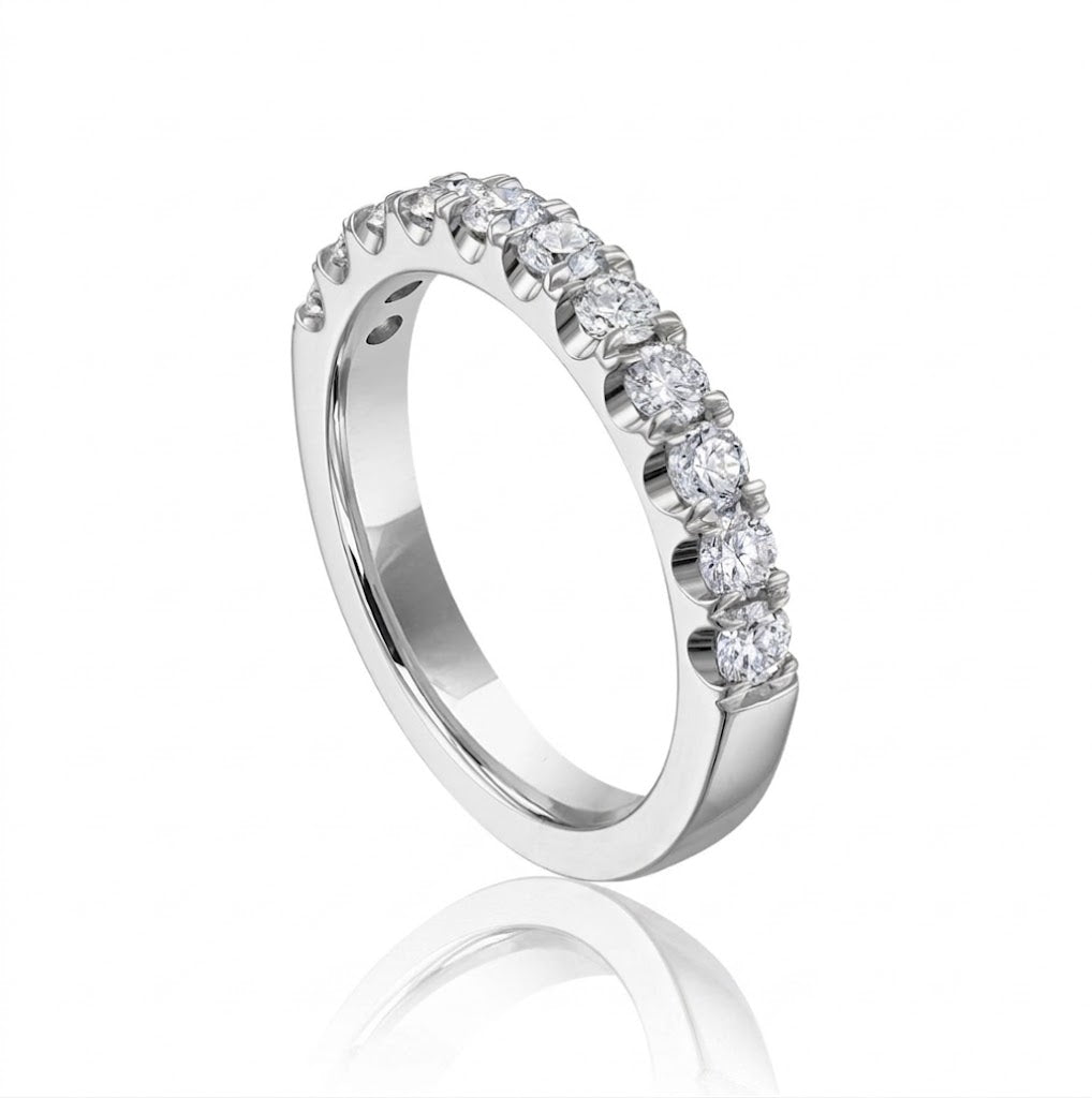 Round Diamond Pavé Wedding Band | 14K White Gold | 0.75 CTW | R6251-075WD - Brownee Jewelers