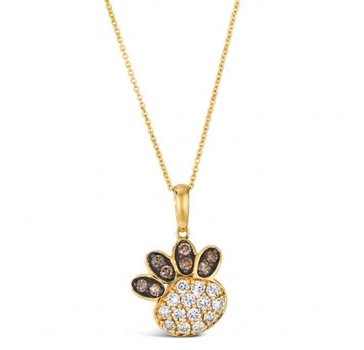 Diamond Paw Print Pendant | 14K Yellow Gold | 0.30 ctw | Chocolate & Vanilla Diamonds® - Brownee Jewelers