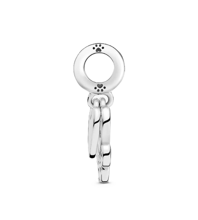 Pandora Heart and Paw Print Dangle Charm in Sterling Silver with "Paw prints on my heart" Engraving