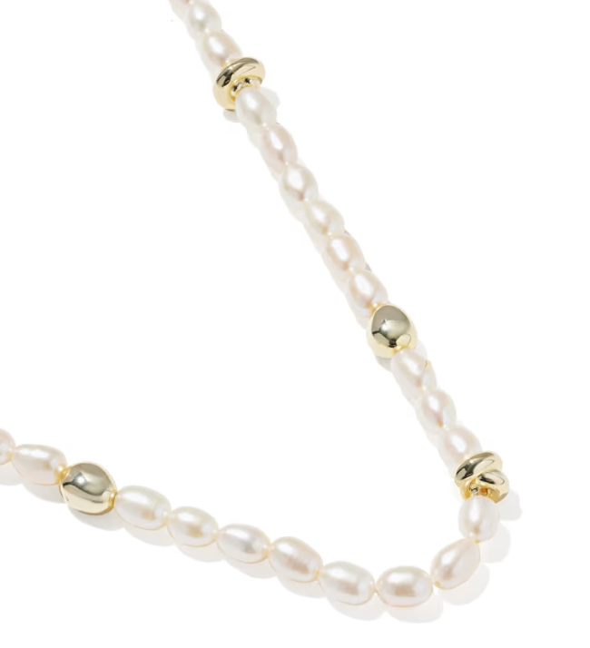Gabriella Gold Pearl Strand Necklace | Gold Tone | Freshwater Cultured Pearls | Adjustable Strand Necklace - Brownee Jewelers