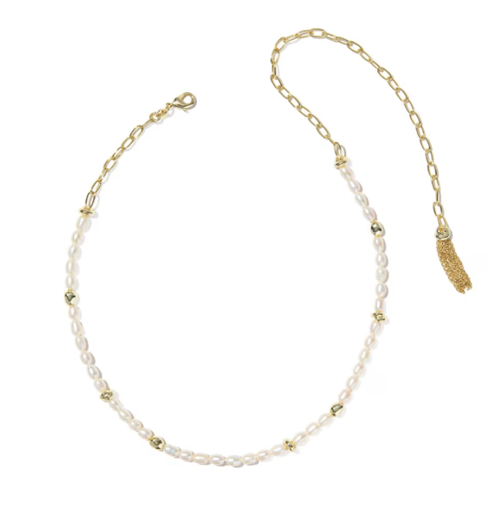 Gabriella Gold Pearl Strand Necklace | Gold Tone | Freshwater Cultured Pearls | Adjustable Strand Necklace - Brownee Jewelers