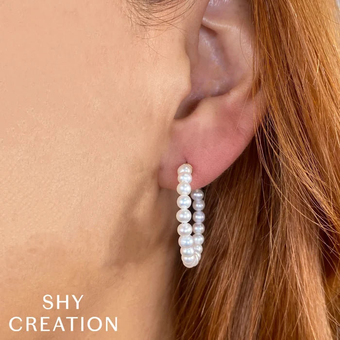 SHY CREATION JACKIE | CULTURED PEARL HOOP EARRING | 14K YELLOW GOLD | SC36213972V2D1.1 - Brownee Jewelers