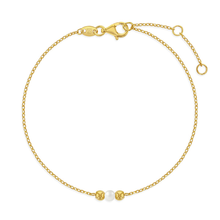 Freshwater Cultured Pearl Kids Bracelet | Sterling Silver & 14K Yellow Gold-Plated | Adjustable 5–6 Inch Bracelet | GP-02-00250 - Brownee Jewelers