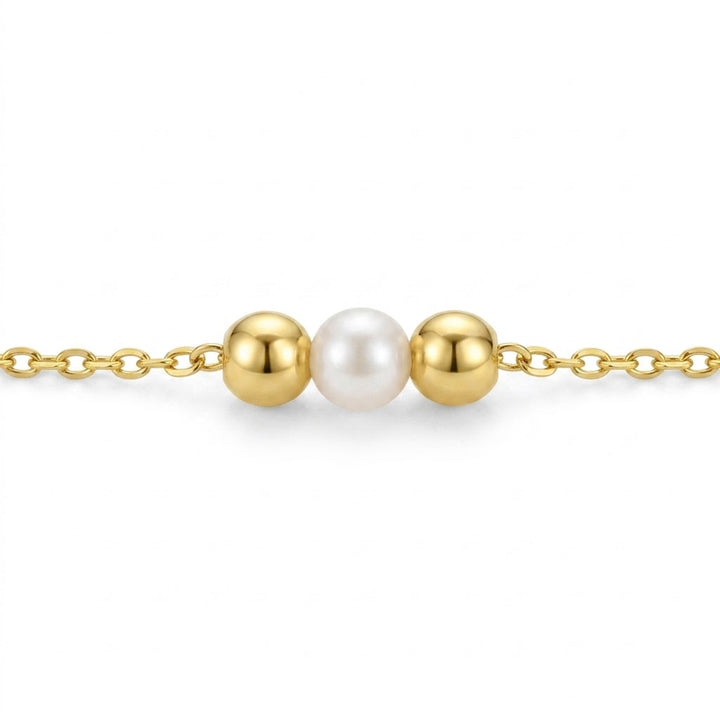 Freshwater Cultured Pearl Kids Bracelet | Sterling Silver & 14K Yellow Gold-Plated | Adjustable 5–6 Inch Bracelet | GP-02-00250 - Brownee Jewelers