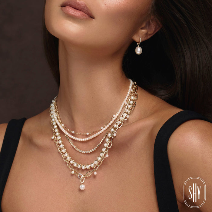 SHY CREATION | 0.06CT DIAMOND & CULTURED PEARL EARRING | 14K YELLOW GOLD | SC55023676 - Brownee Jewelers