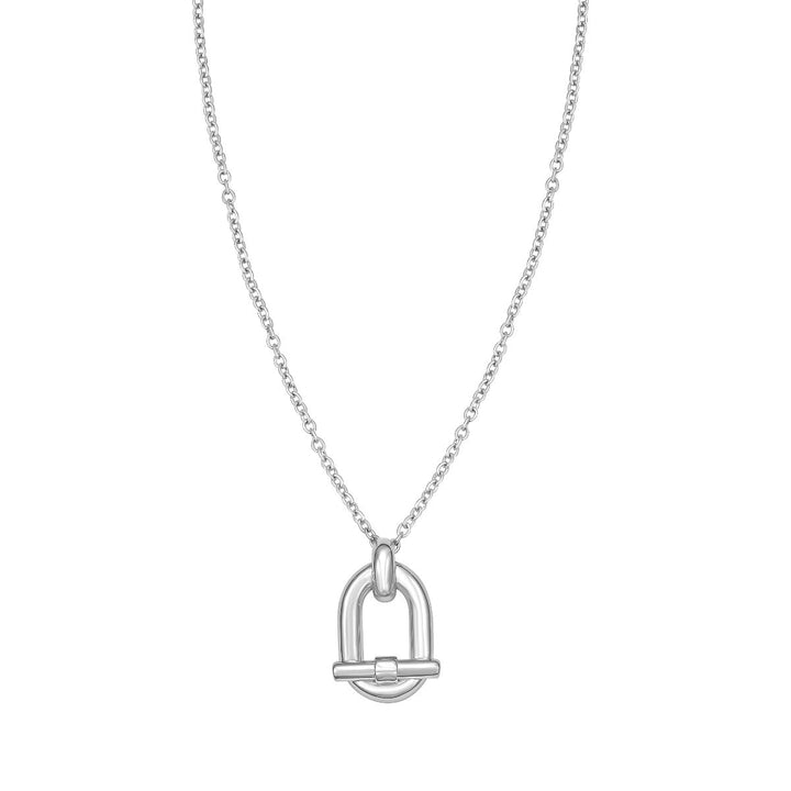 Open Oval Link Pendant Necklace | Sterling Silver | 16+2 Inch Adjustable Chain | AGC20551-18 - Brownee Jewelers