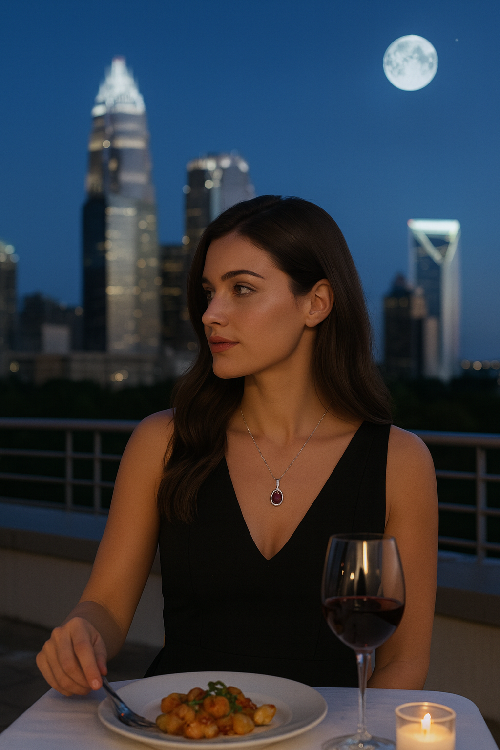 14K White Gold Ruby & Diamond Halo Pendant (.35ct Ruby / .15ct Diamond)