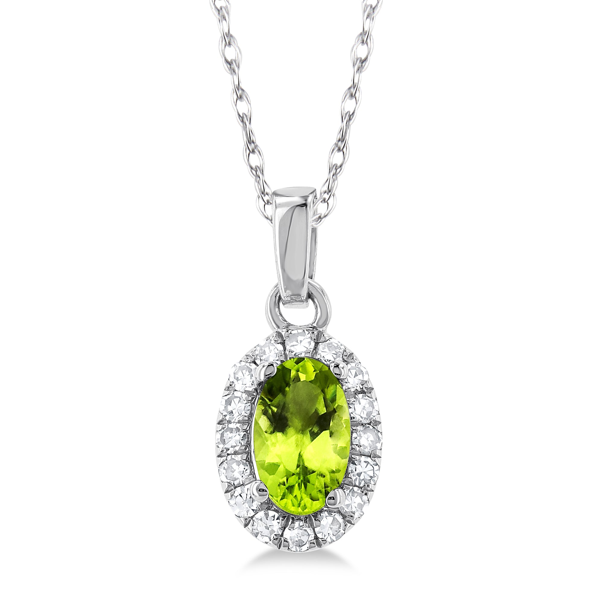 Peridot Diamond Halo Pendant
