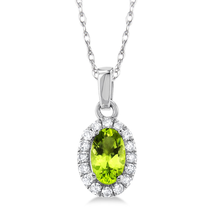 Peridot Diamond Halo Pendant