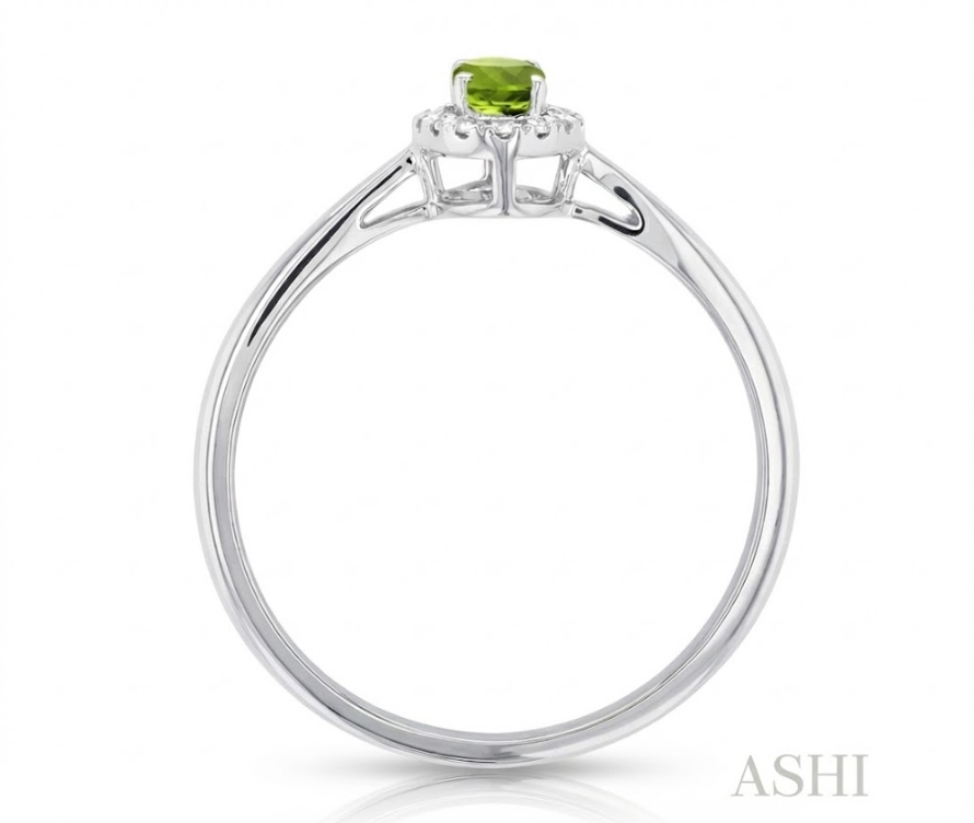 Peridot & Diamond Halo Ring, 0.07 ctw