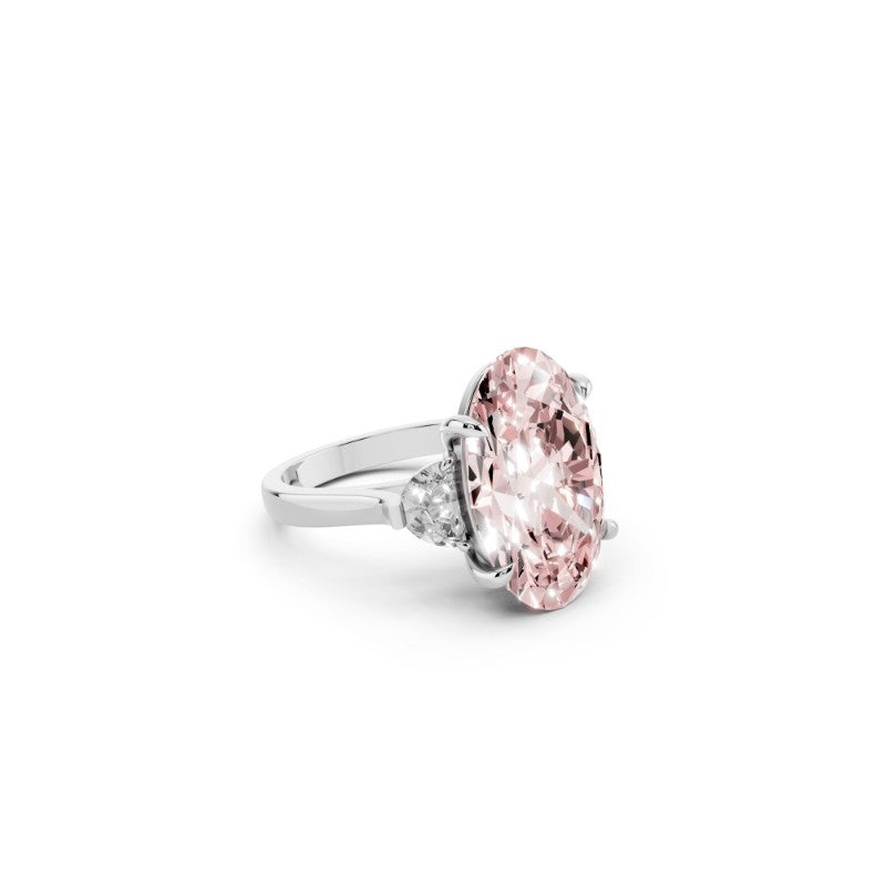 Pink Oval Lab-Grown Diamond Three-Stone Engagement Ring