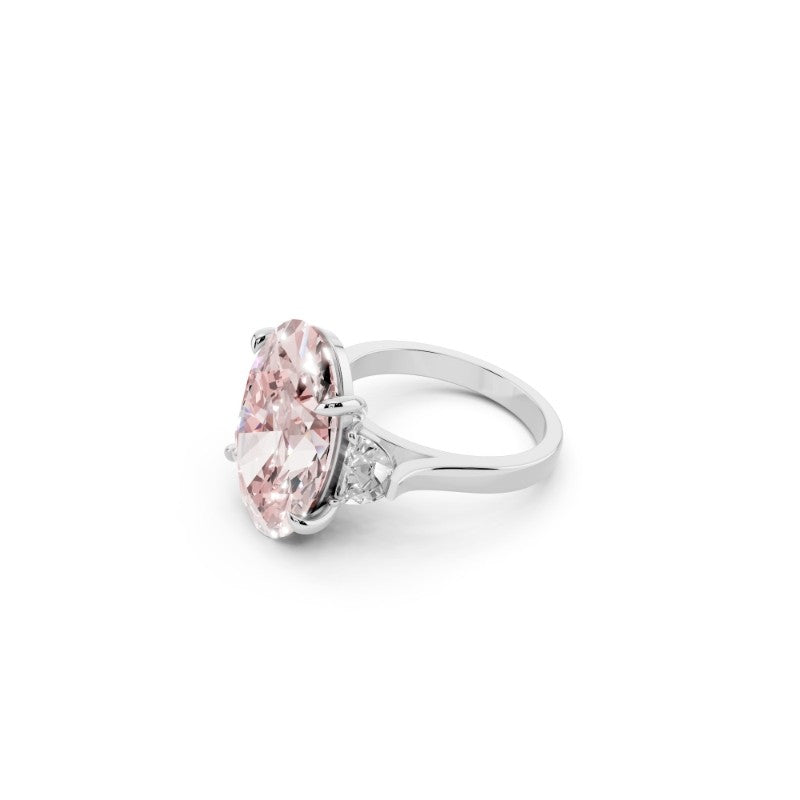 Pink Oval Lab-Grown Diamond Three-Stone Engagement Ring