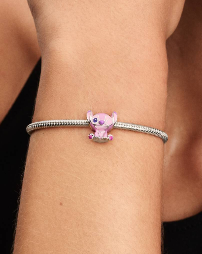 Pandora x Disney Winking Angel from Lilo and Stitch Charm in Sterling Silver with Purple and Pink Enamel