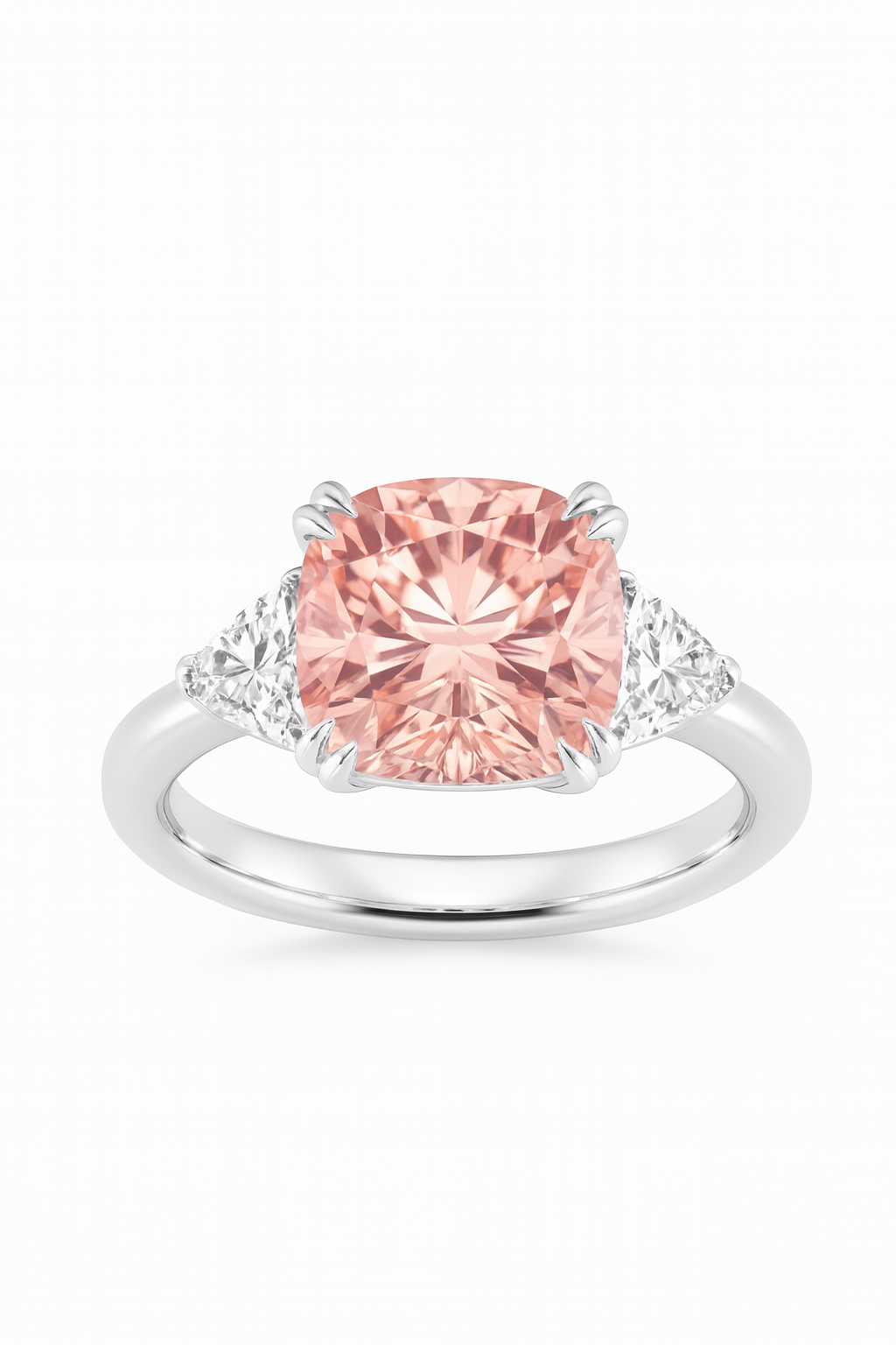 Lab grown diamond pink center stone ring 