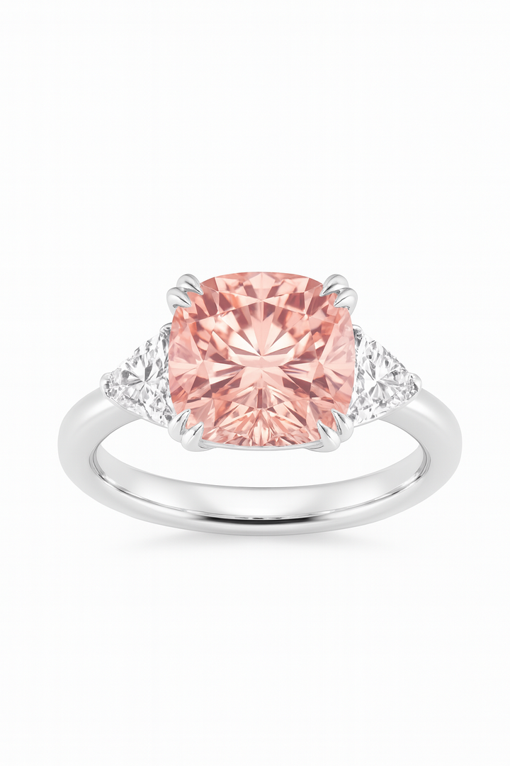 Lab grown diamond pink center stone ring 