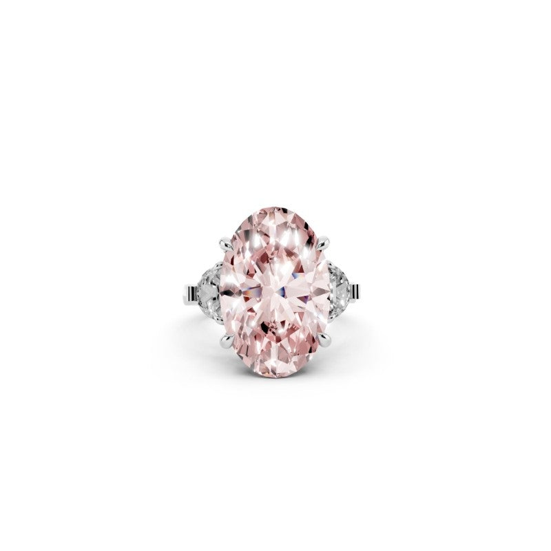 Pink Oval Lab-Grown Diamond Three-Stone Engagement Ring