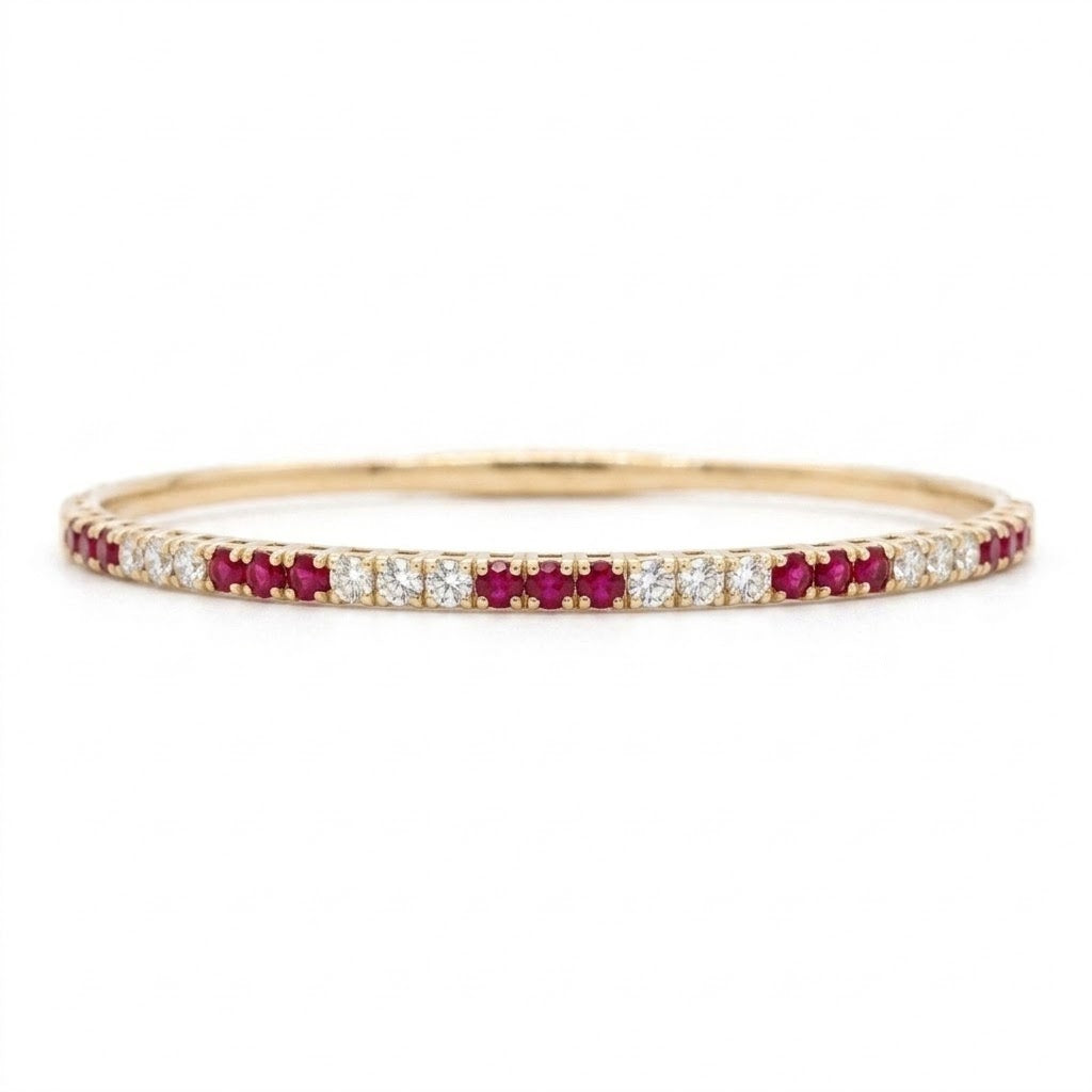 Diamond & Ruby Flexible Bangle Bracelet